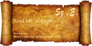 Szollár Erik névjegykártya